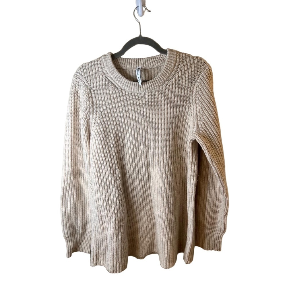 Athleta Beige Ribbed Crew Neck Long Sleeve Sweater S/599671-01 Large